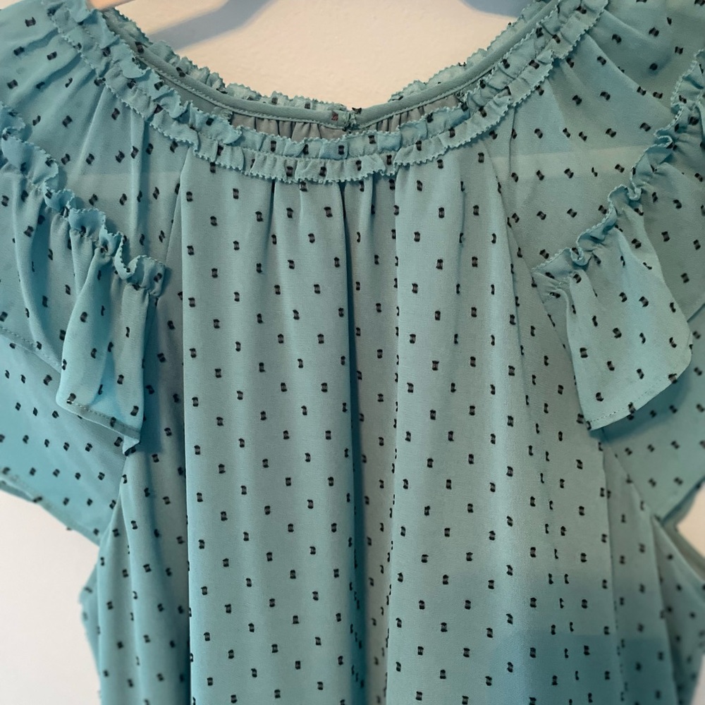 LOFT Women's Ruffled Teal Top